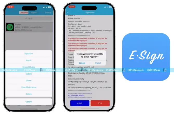 ESign IPA Signing and Sideloading for iOS 18